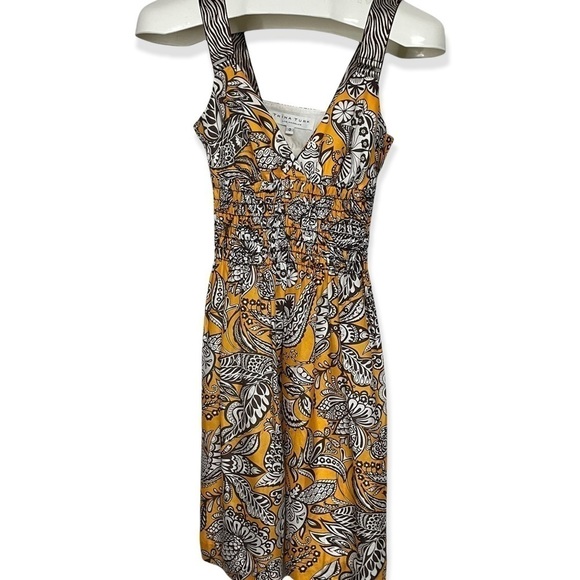 𝅺trina Turk 100% Silk Orange Brown Toucan Obon Zebra Paisley Mini Sun Dress, 0 - Picture 1 of 8